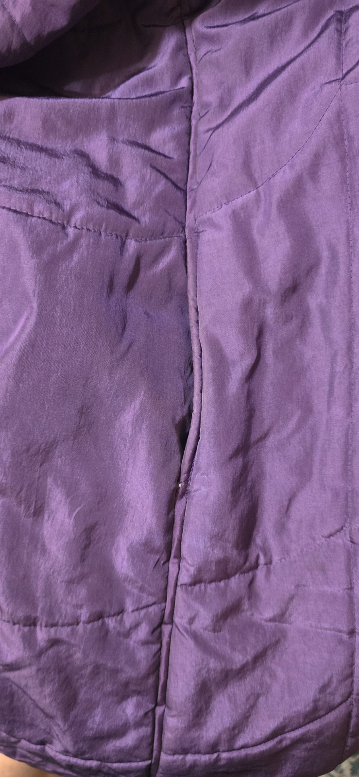 Vintage Stranger Things 1980s Long Puffer Coat Purple Toggles Lined KOREA Large