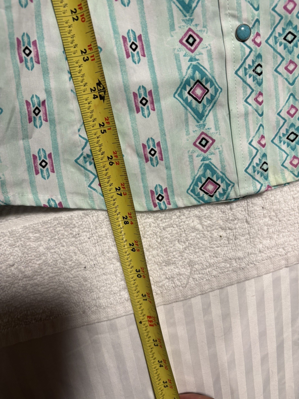Wrangler Retro Women’s L western Pearl Snap Shirt Aztec Turquoise Southwestern