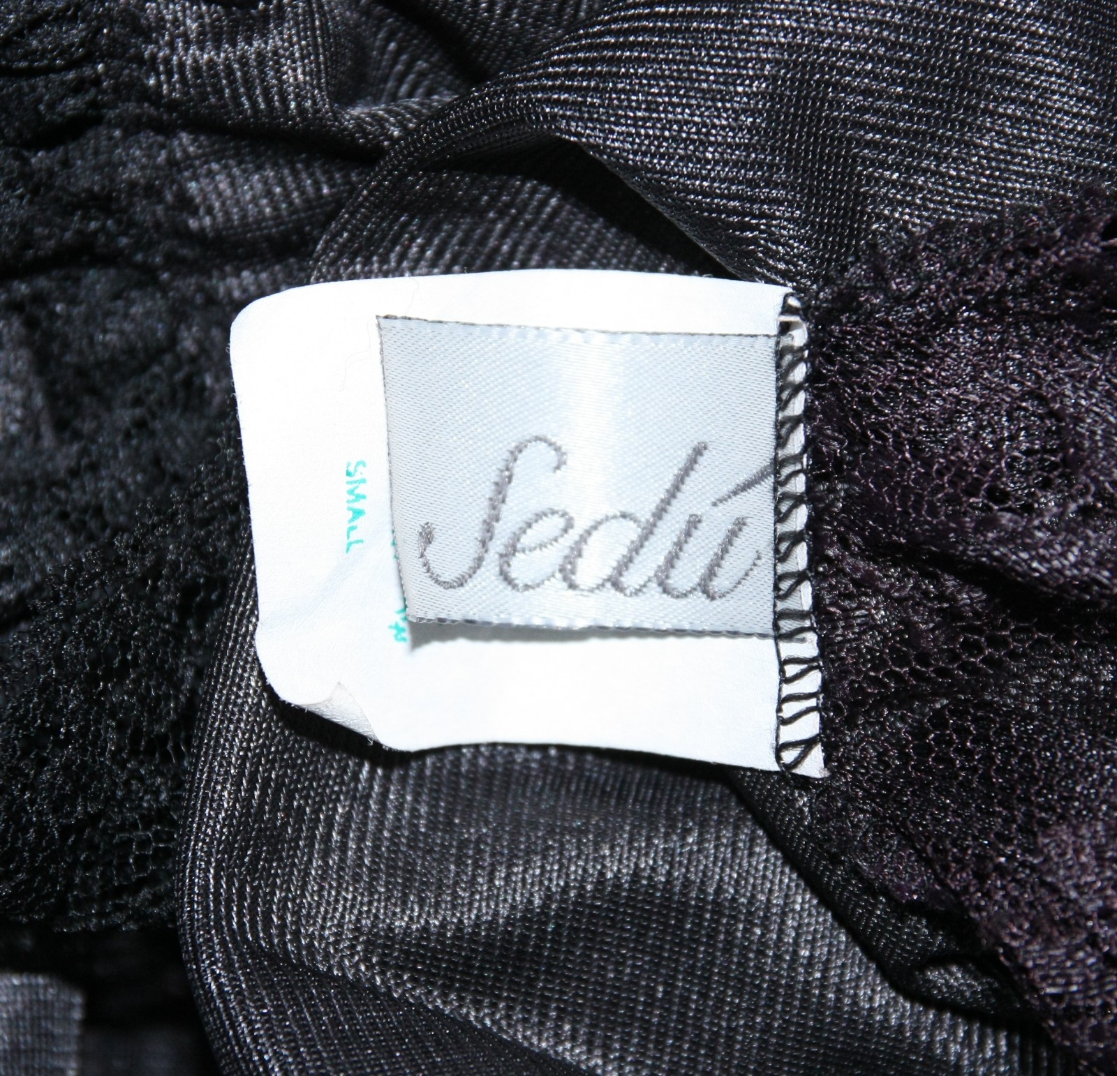 Vintage Sedu Beaded Sheer Black Lace Ruffles Satin Lingerie Teddy Camisole S