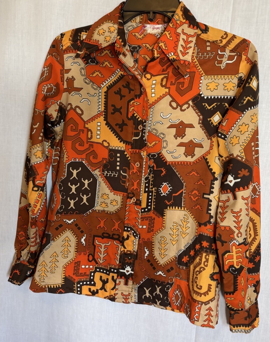 70s FASHIONED BY GREGORY MOD BLOUSE Festival Boho Disco Hippie Medium