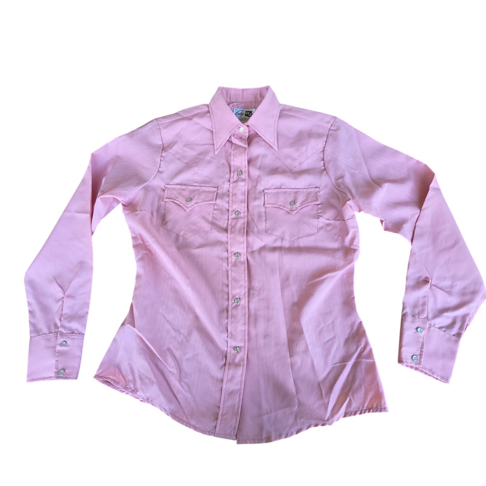 Dickson Jenkins Lady DJ Vintage 60s 70s Pink Pearl Snap Western Shirt Sz 36
