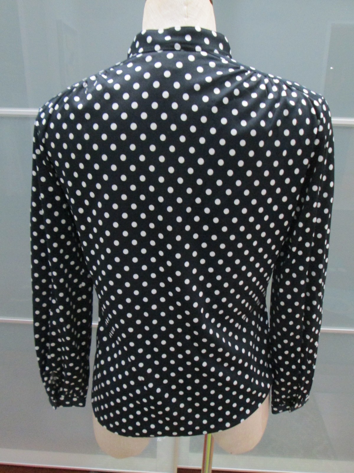 Vintage Andrew St. John Double Knit Polyester Polka Dot Blouse Size L
