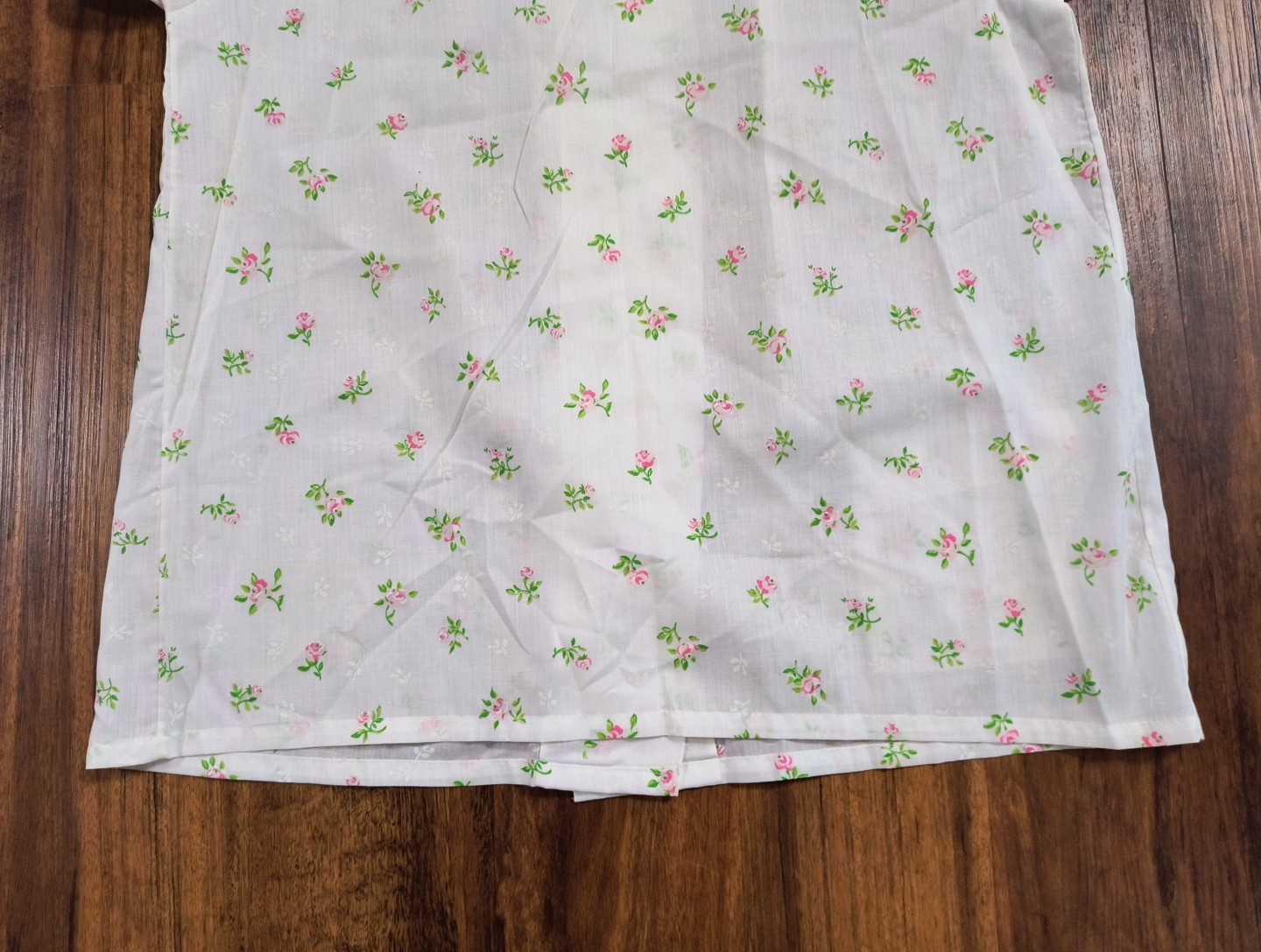 Vintage Katz Button Up Lace Trim Forest Floral Pajama Top