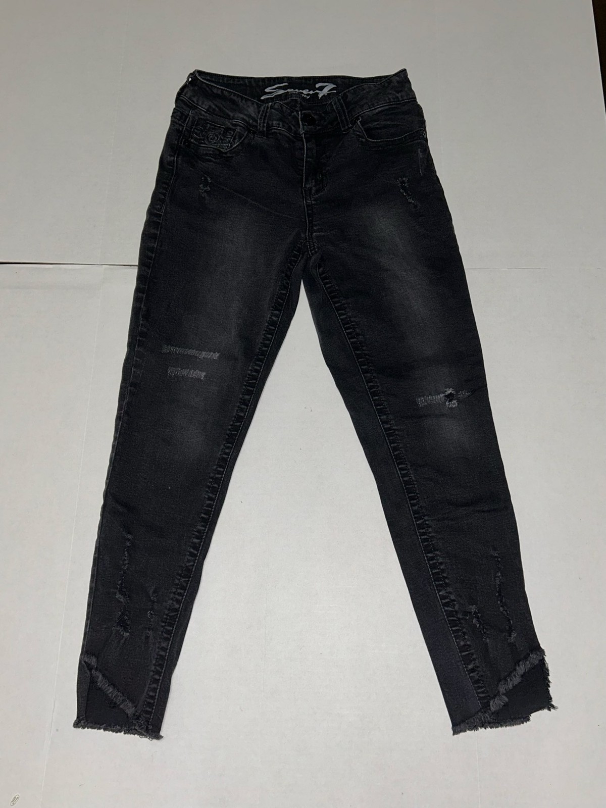 Seven7 Women’s size 8 ankle Skinny Distressed Black Denim Jeans