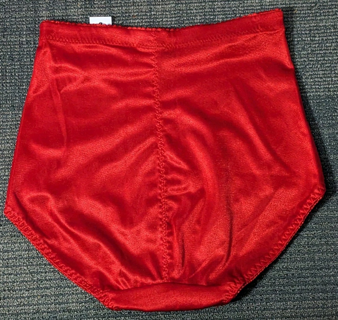 NWT Vtg Medium Red Brief Panties Silky Shiny High Cut Lace Shaping Donna Loren