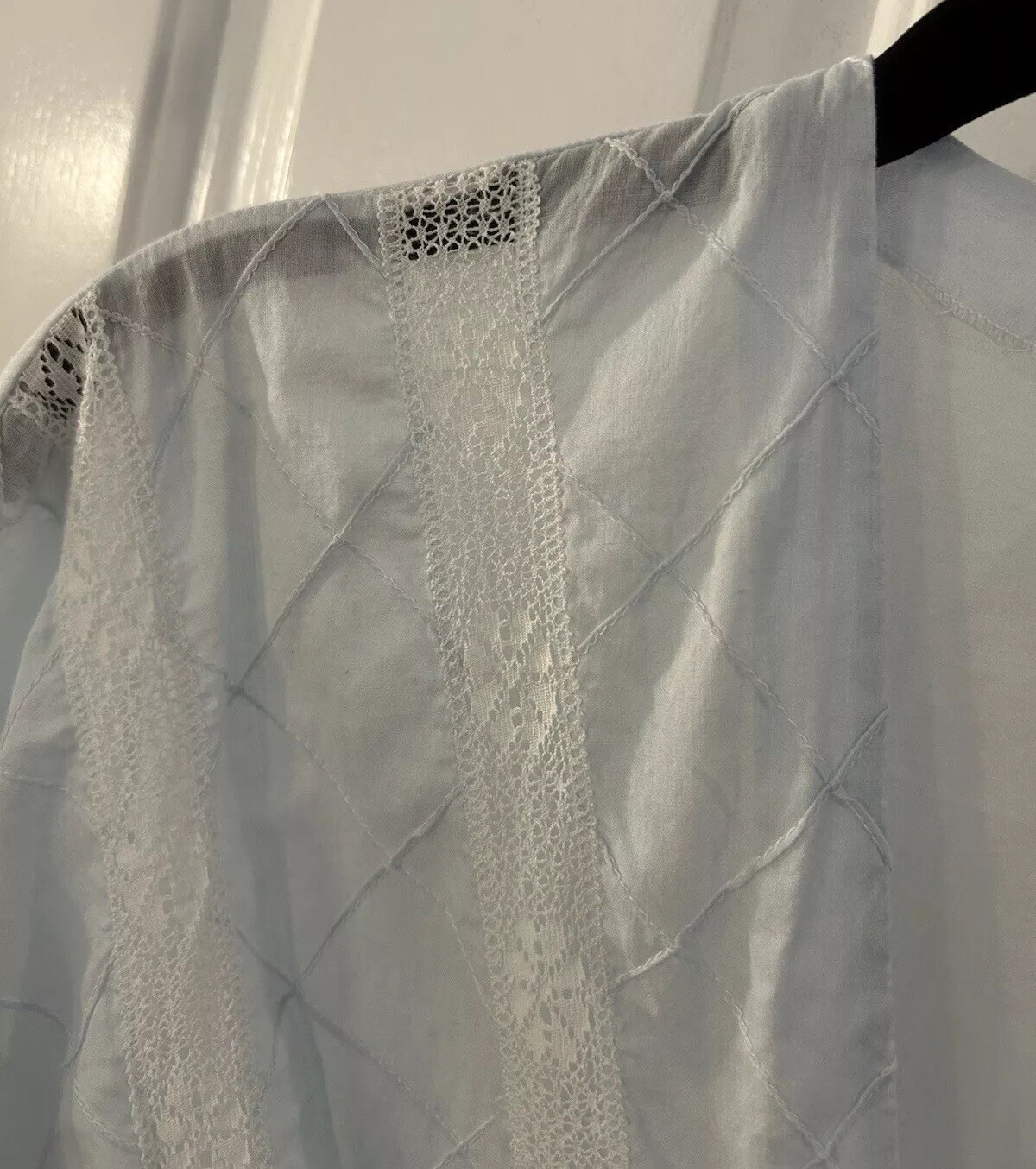 Vintage Jade Rio Women’s Size 42 (S) Blue Cotton – Embroidered, Lace Short Robe