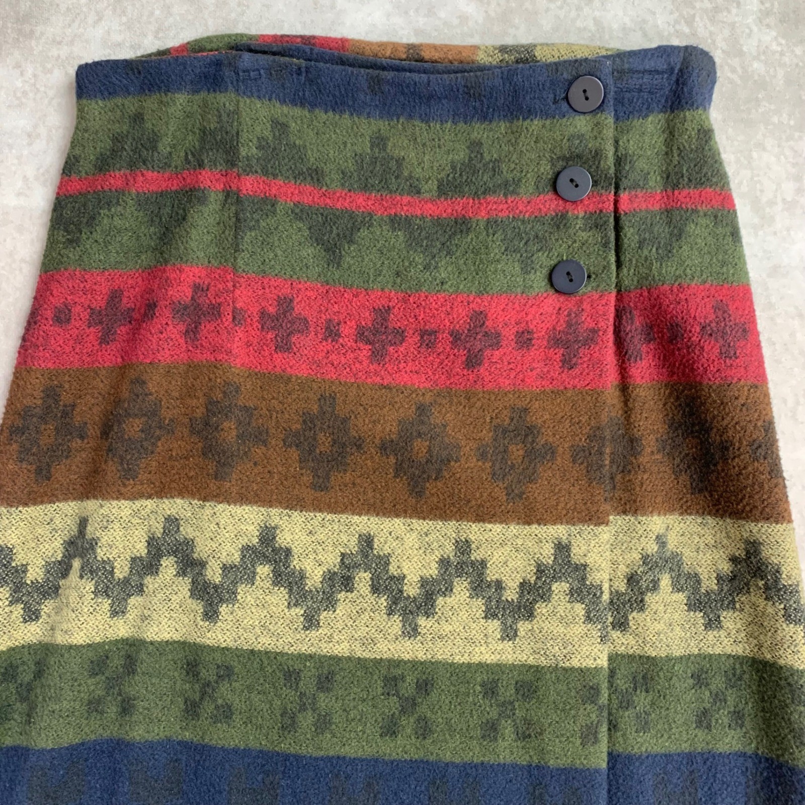 Bonjour Vintage Southwestern Knit Maxi Skirt Multicolor Geometric Made in USA 9