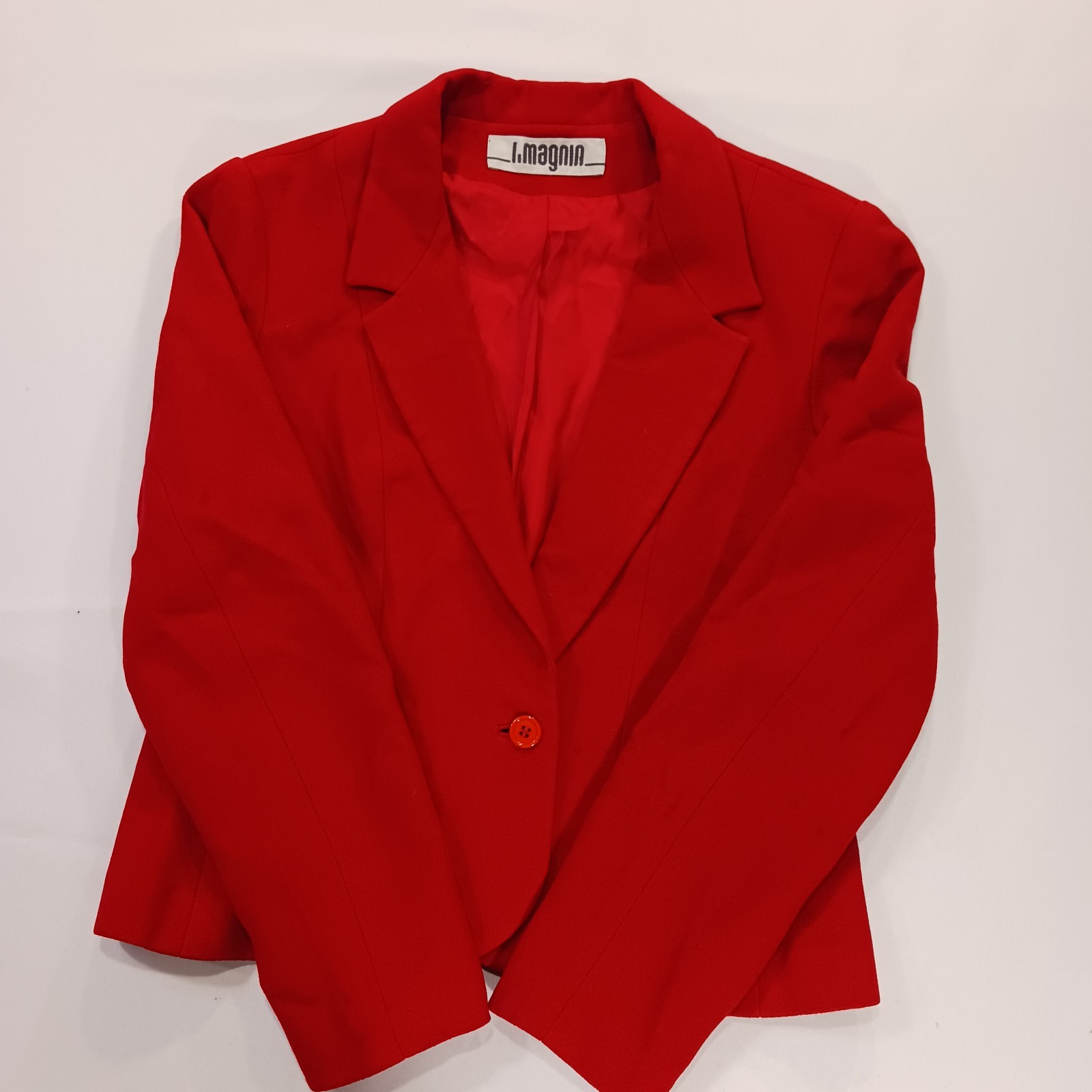 Vintage I. Magnin David Hayes Women’s Red 100% Pure Wool Blazer Jacket Size 14