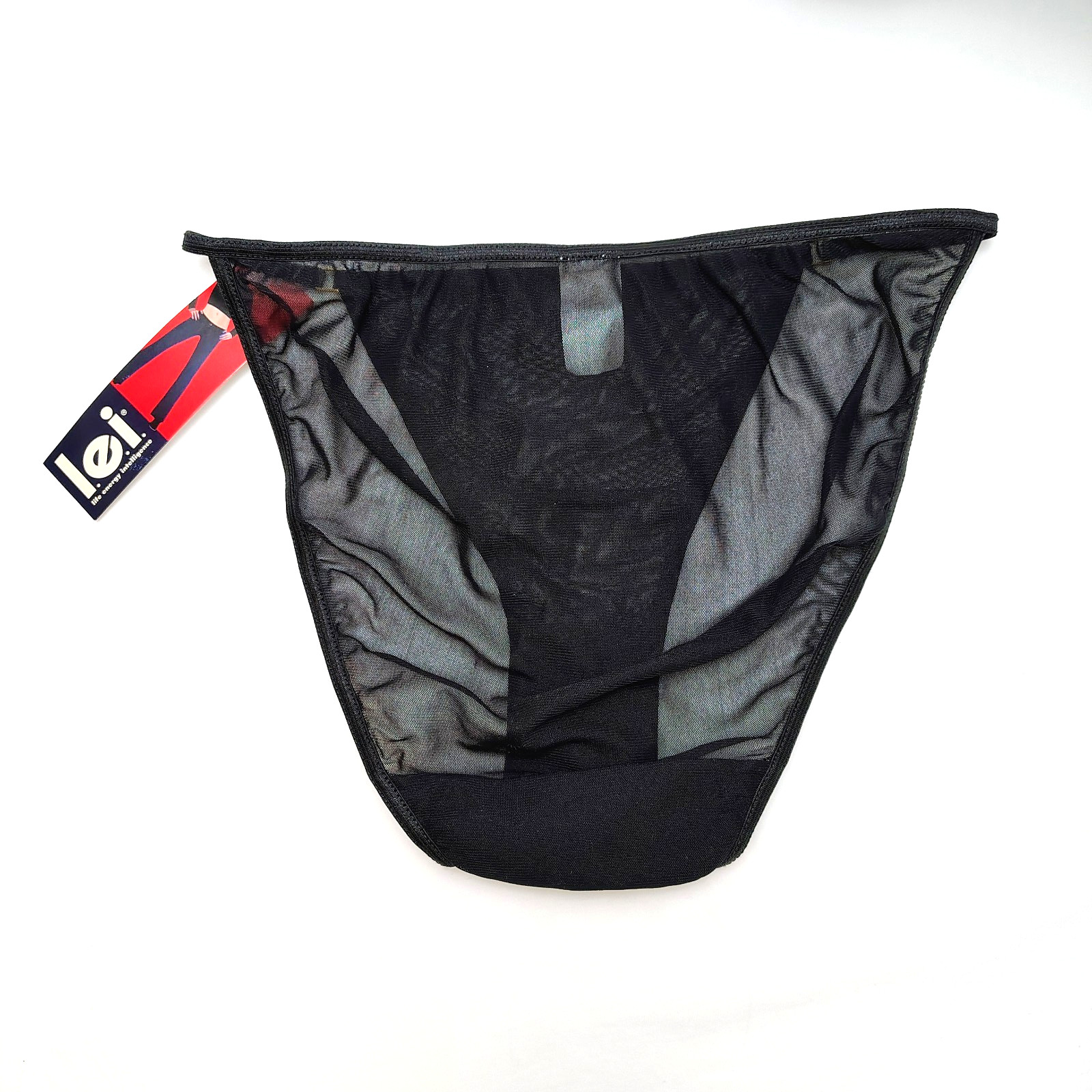 NEW Vintage Y2K Lei Underwear M Black Sheer Mesh String Bikini Panties Panty