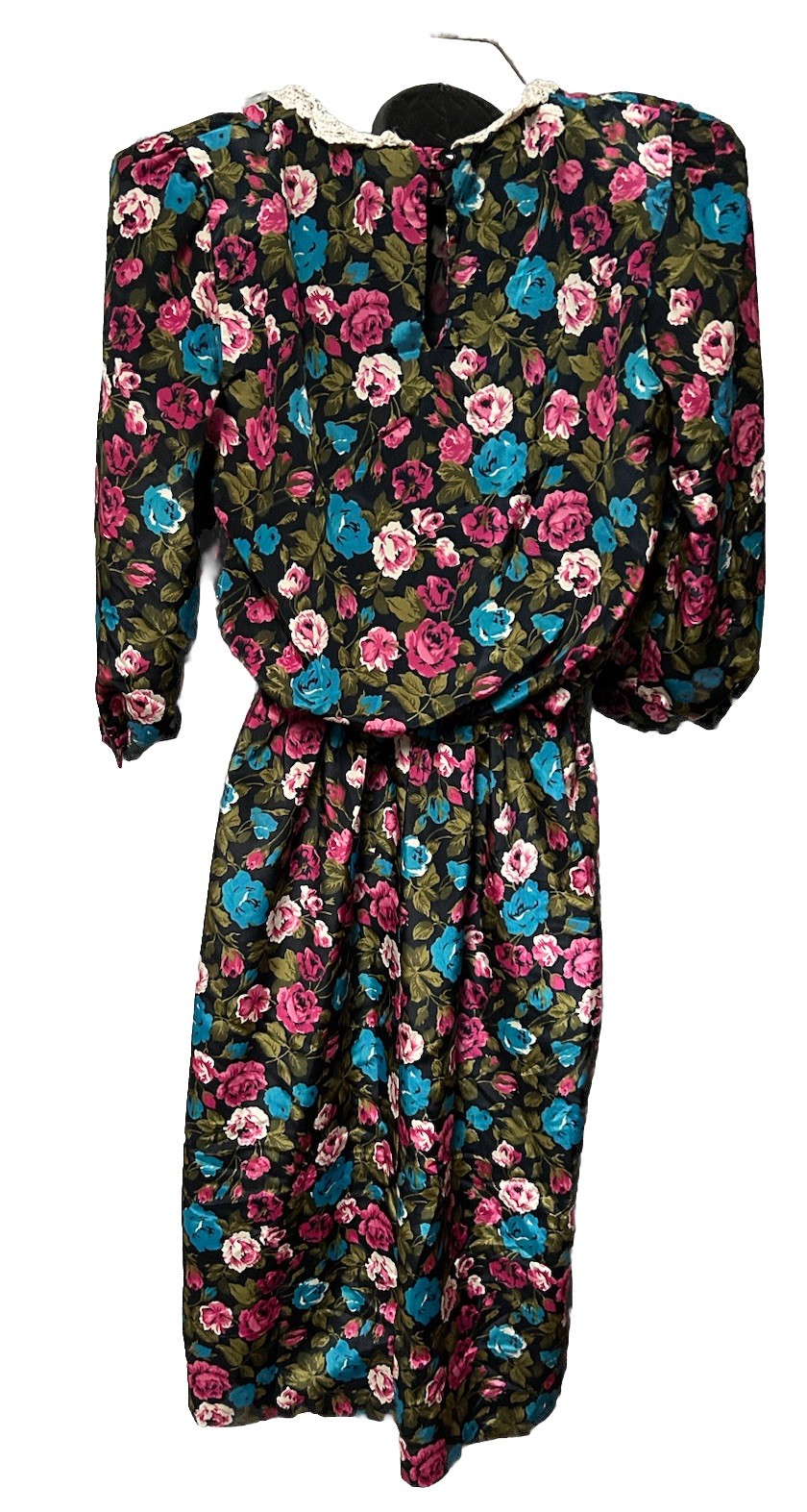 Vtg 90s Cottage Core Lisa Petites Garden Floral Tea Party Dress Modest Sz 8