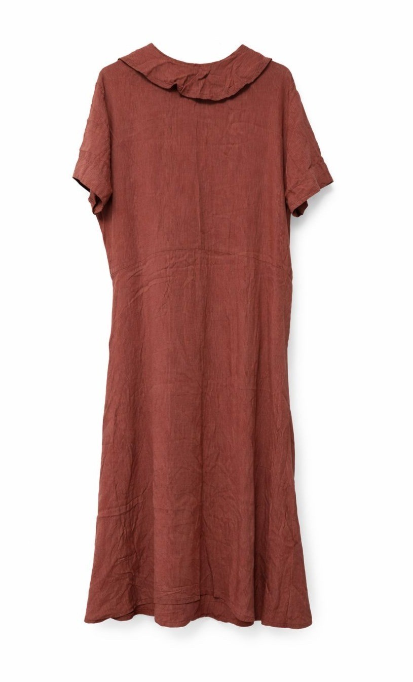 Vintage 80s R-Clan by Jeanne Eingelhart Checkered Rayon Rust Shirt Dress, Sz L
