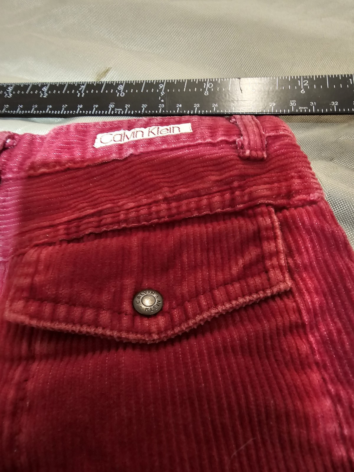 Calvin Klein Juniors Corduroy Pants Burgandy High Waist Straight Leg Sz10 1990s