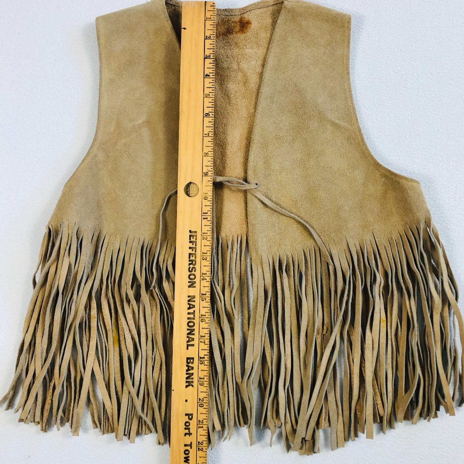 Vintage Suede Leather Fringed Vest Adult M/L Groovy Hippie BOHO Mod Western 60s