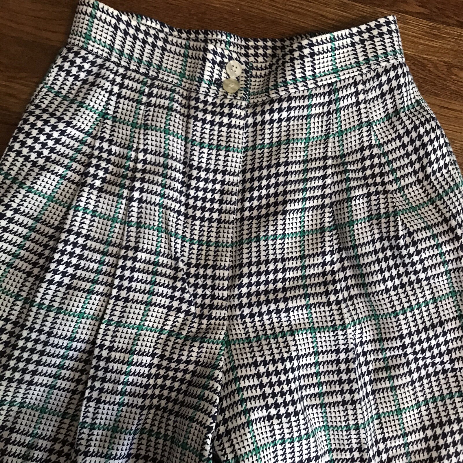 Y2k 80s David Brooks pleated trousers tapered pants Womens 8 plaid houndstooth