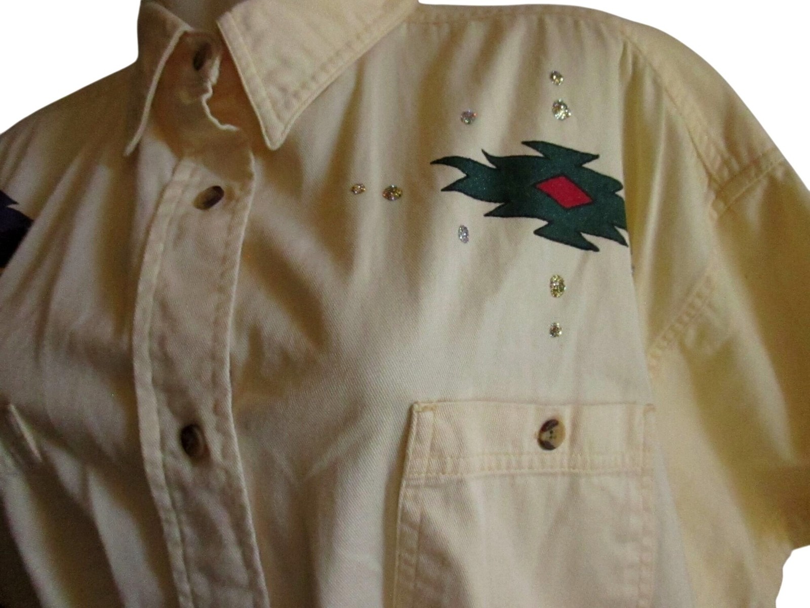 True Vintage Western Shirt XL Top Native American Motif Southwestern Thunderbird