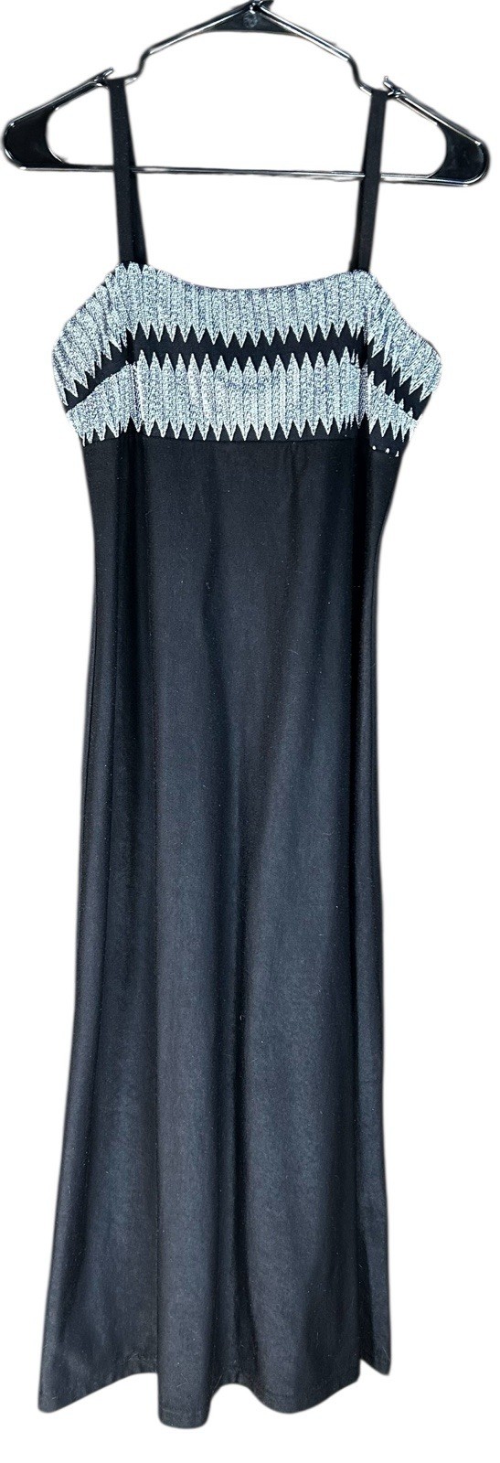 Vintage Citi Dress Maxi w/ Shrug Jacket Geo Metallic Black & Silver Size 8