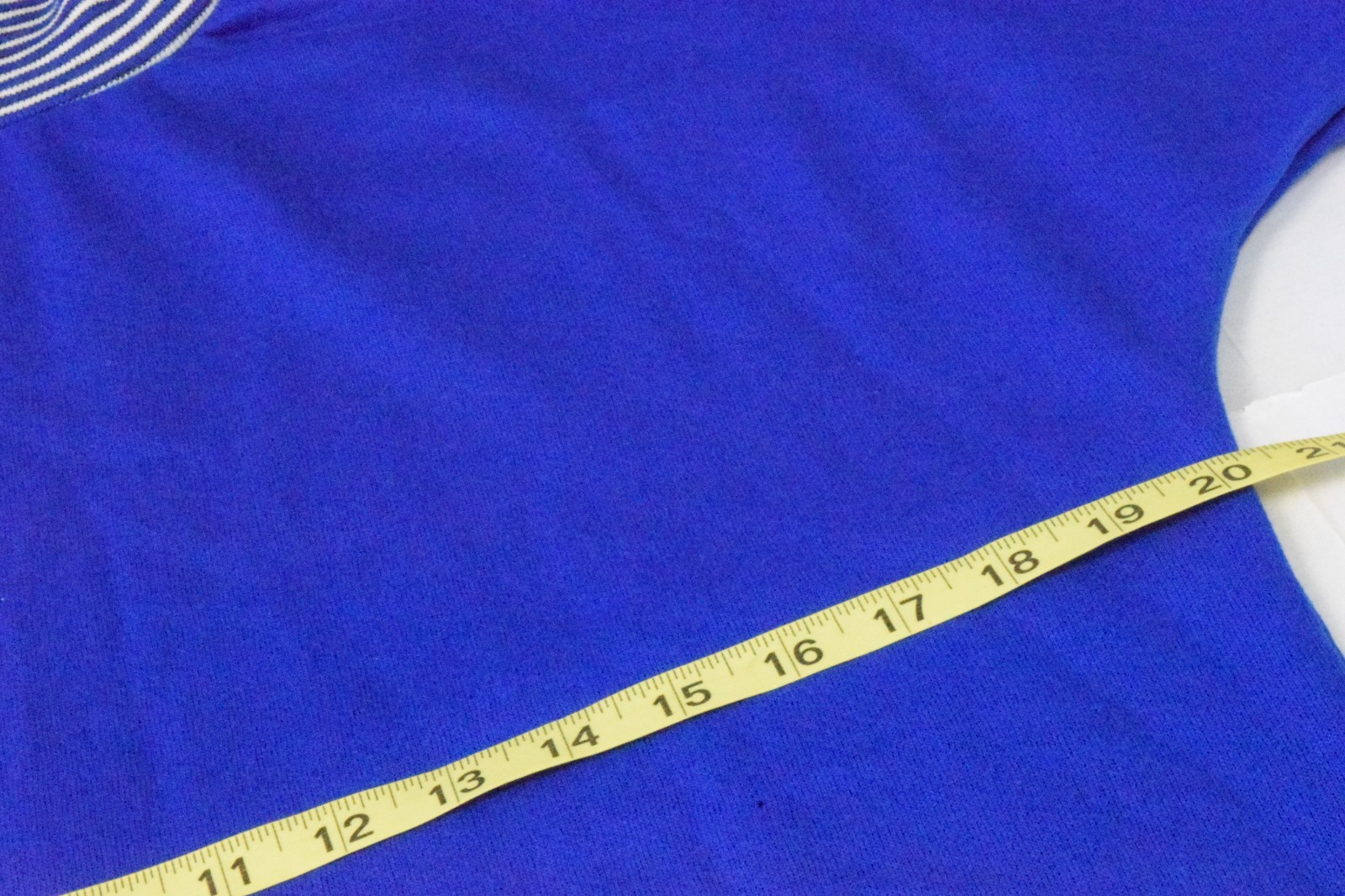 Vintage Housedress Dan Ellen Size S 70s Blue Stripe Sleeve Turtleneck Made USA