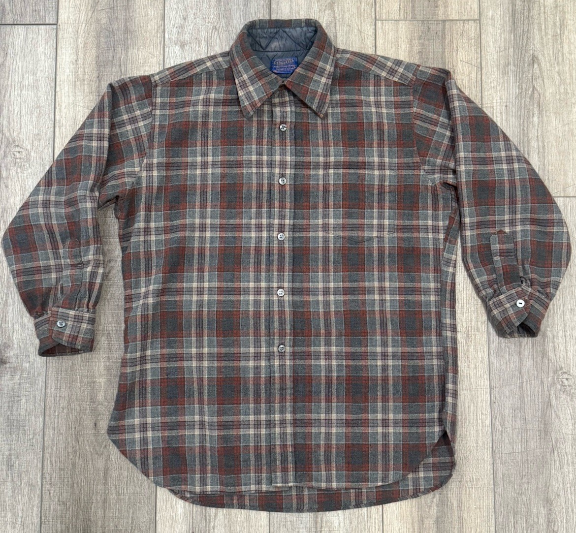 PENDLENTON plaid wool vintage shirt gray/orange women’s size Large pre-owned