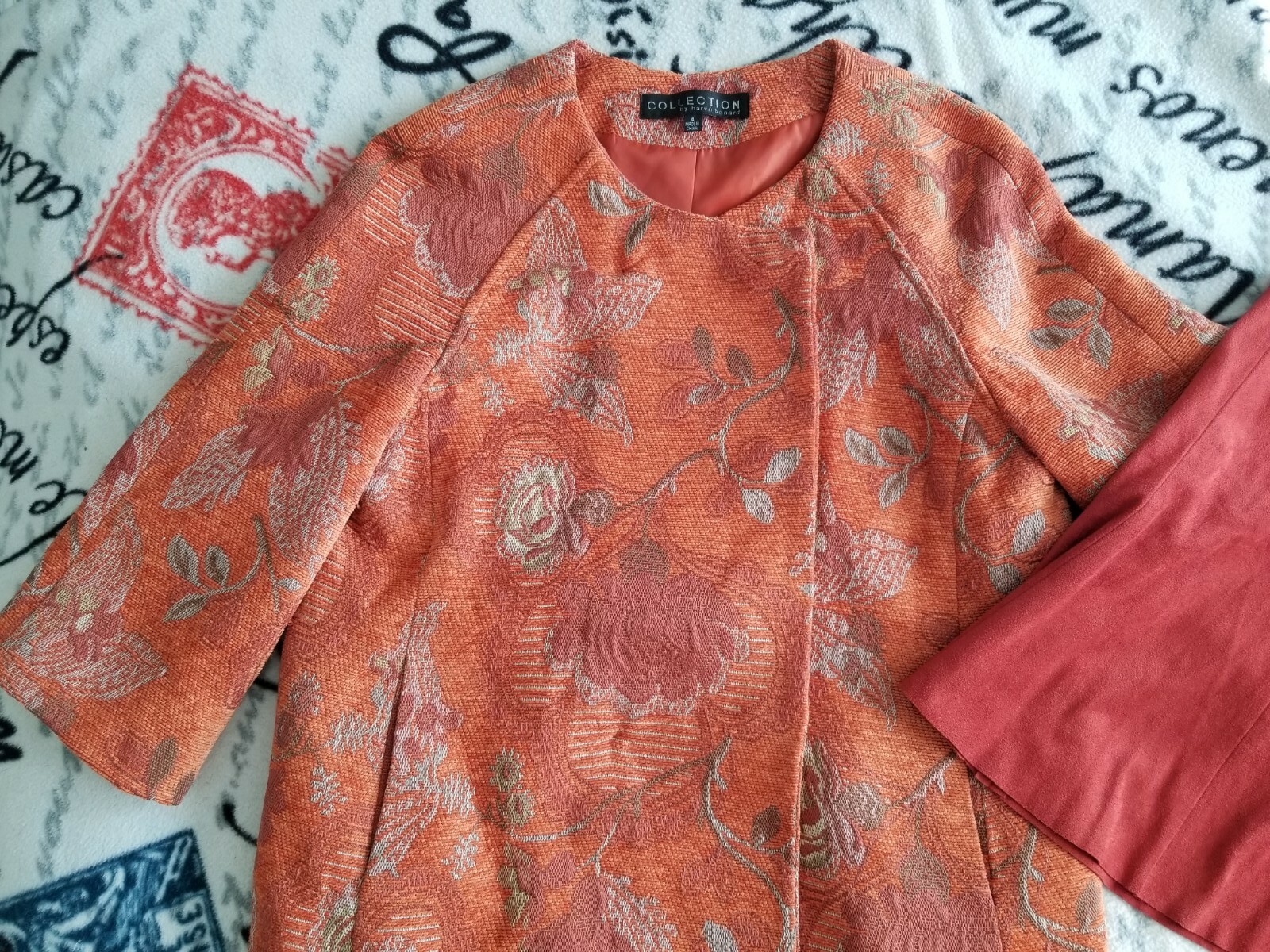 Harve’ Benard Women’s Vintage Orange Tapestry Blazer Jacket Size 4