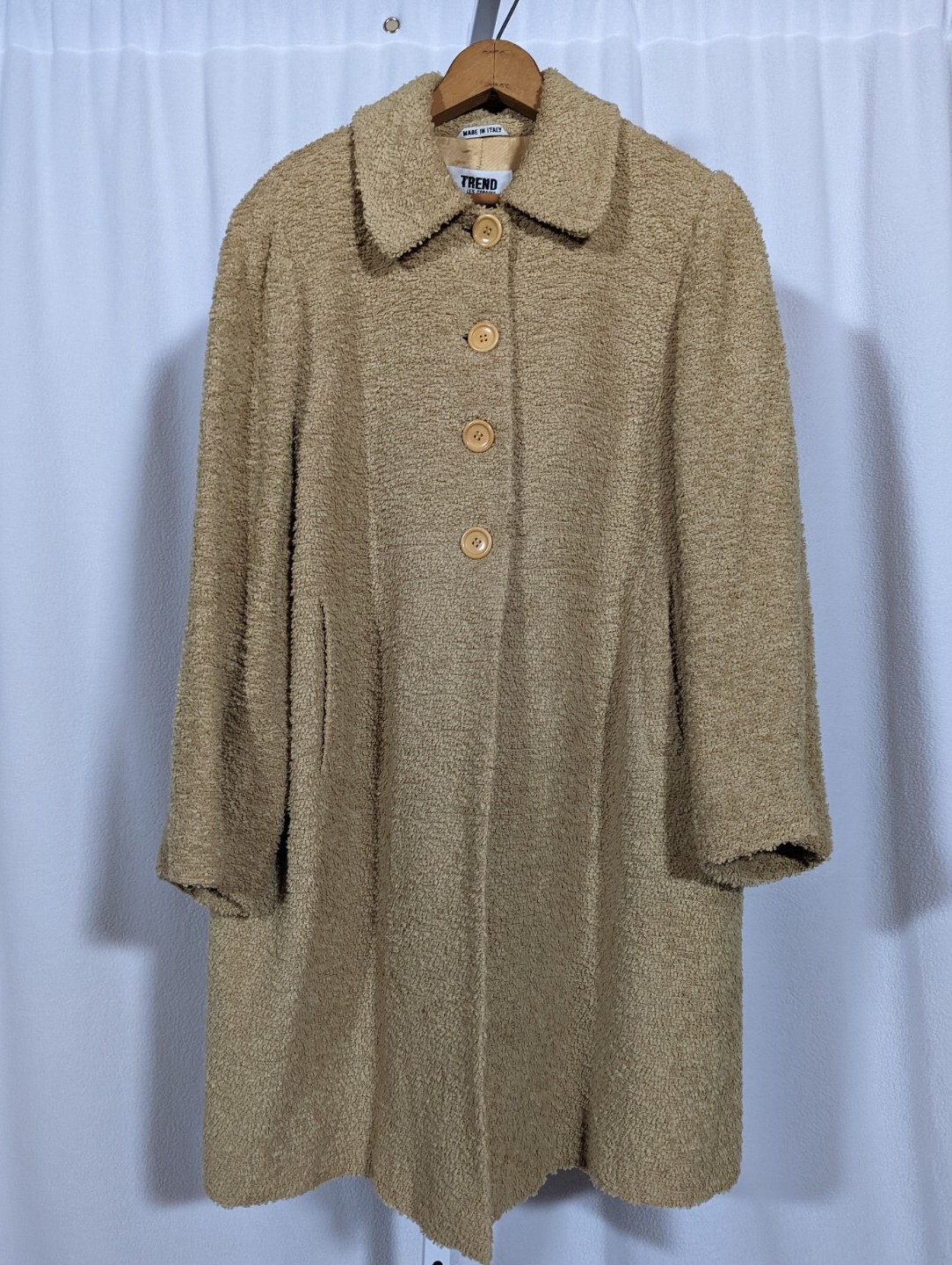 Les Copains Trend Vtg 90s Chartreuse Furry Shag Carpet Rockstar Rave Jacket 46