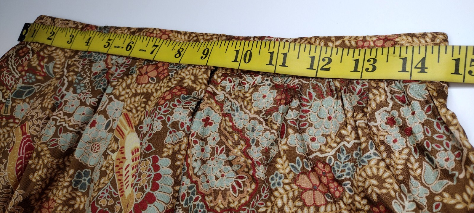 70s Boho Short Skirt Birds Paisley Brown Bronze Schrader Sport NY Medium
