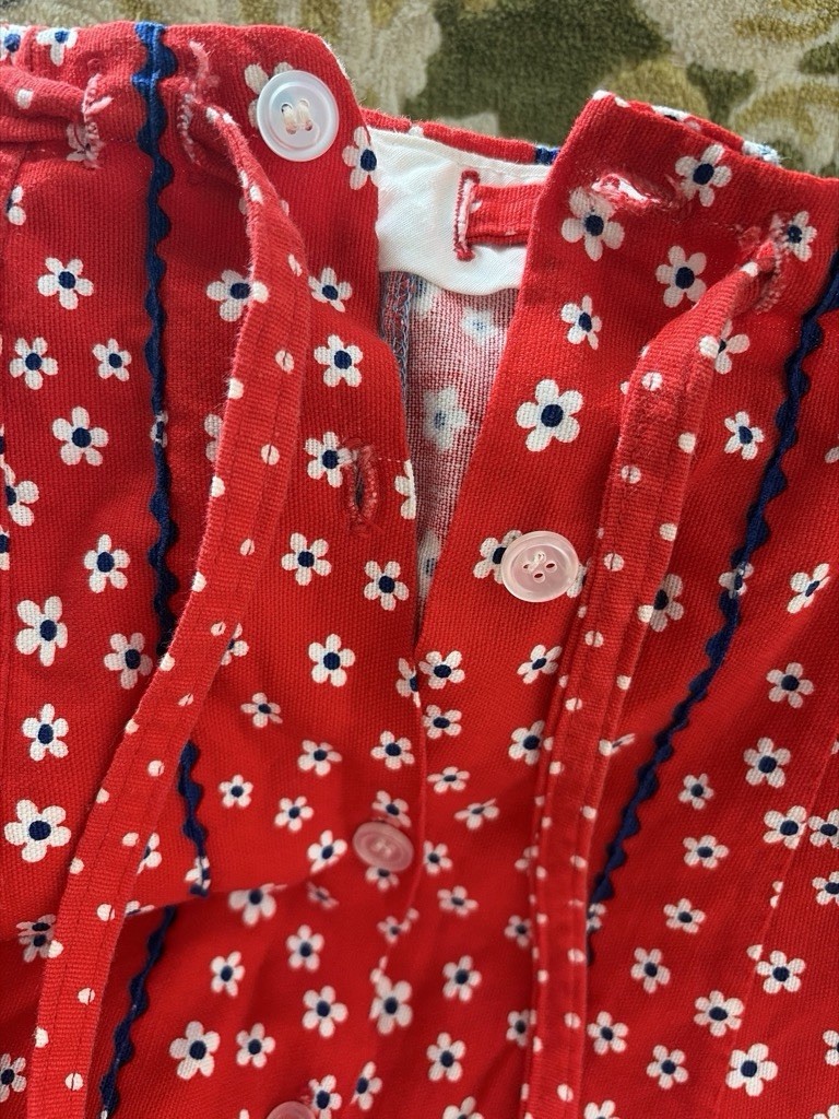 Vintage 70s Red White Blue Floral Midi Skirt Meadowbank Stamford CT