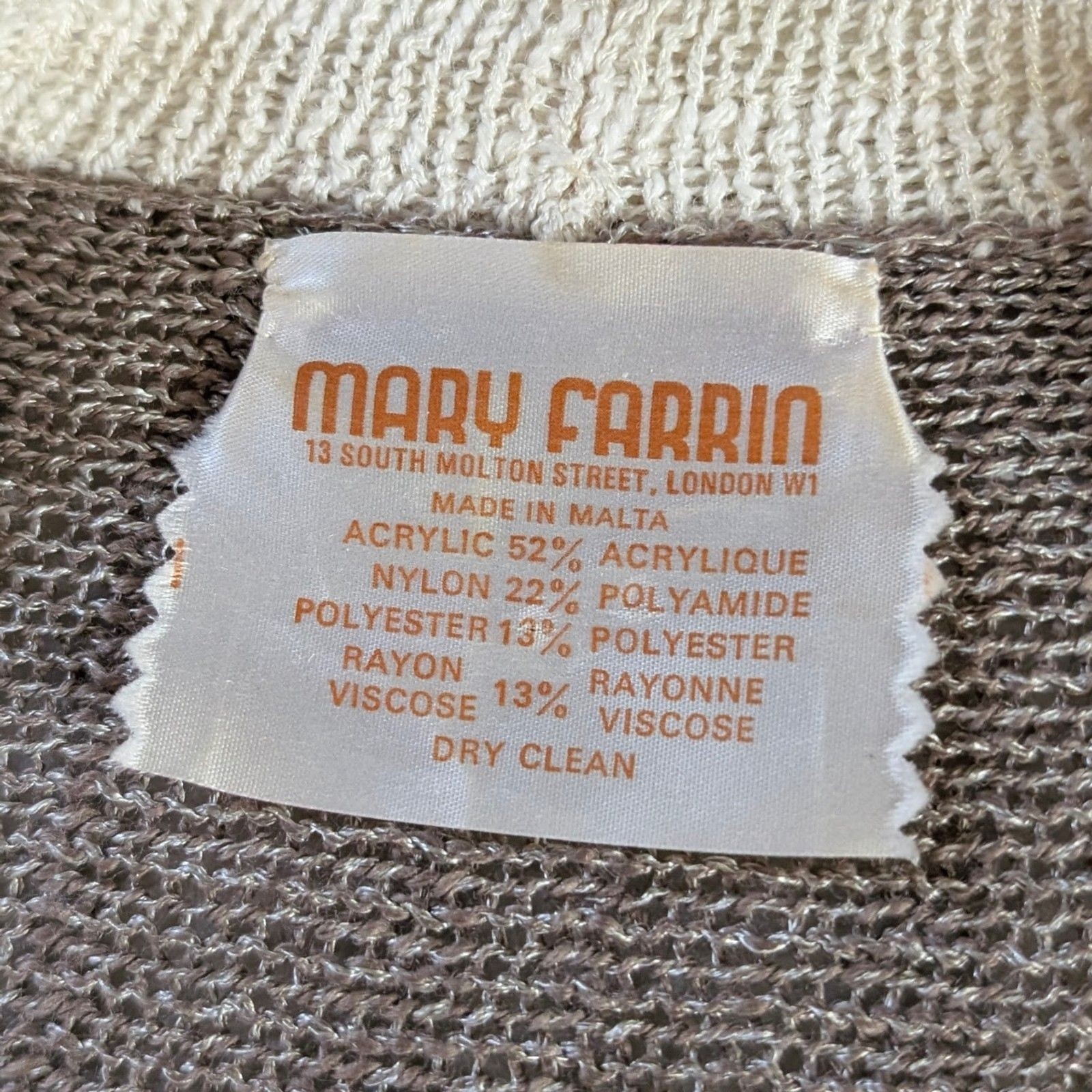 Vintage Mary Farrin Crochet Knit Midi Skirt Women’s Small Light Brown Cream 70s