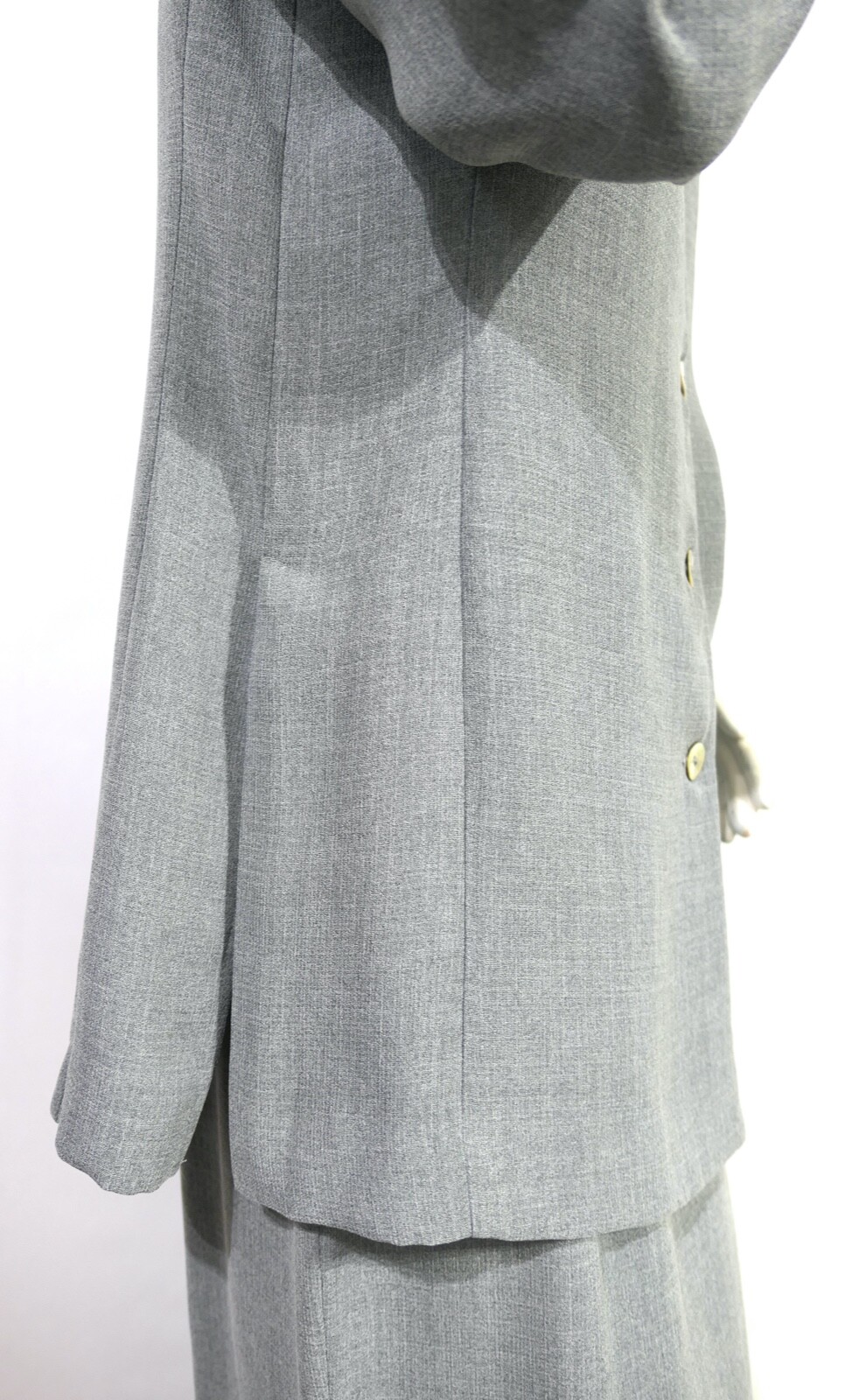 Vintage 90s Fattaneh Bahari Classic Polished Suit Midi Skirt Jacket Soft Gray 8