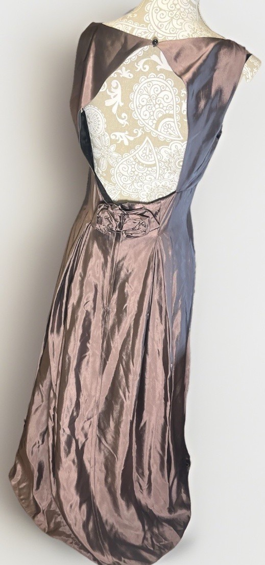 Vintage 1990s Y2K DRESS Metallic Rose Gold Formal Prom Gown Party All That Jazz