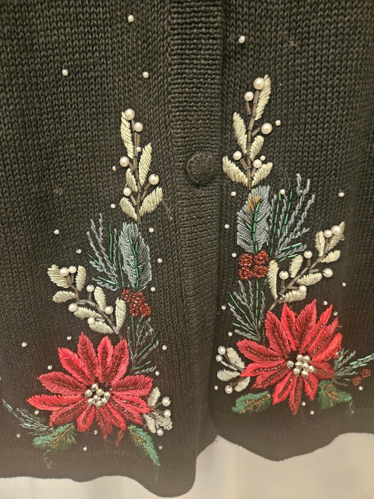 Christmas Holiday Black Cardigan Sweater 1XL Victorial Jones Co.