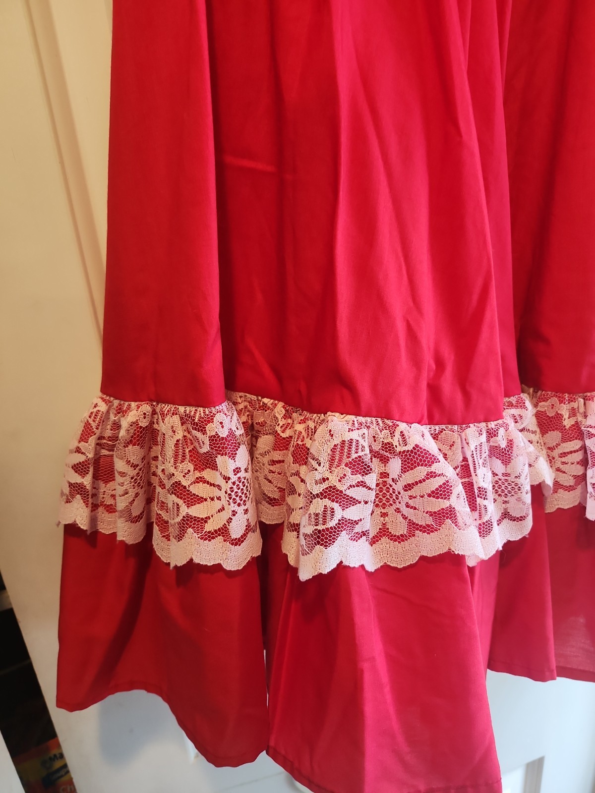 Partners Please! Malco Modes Square Dance Skirt Red White Lace Size Large READ