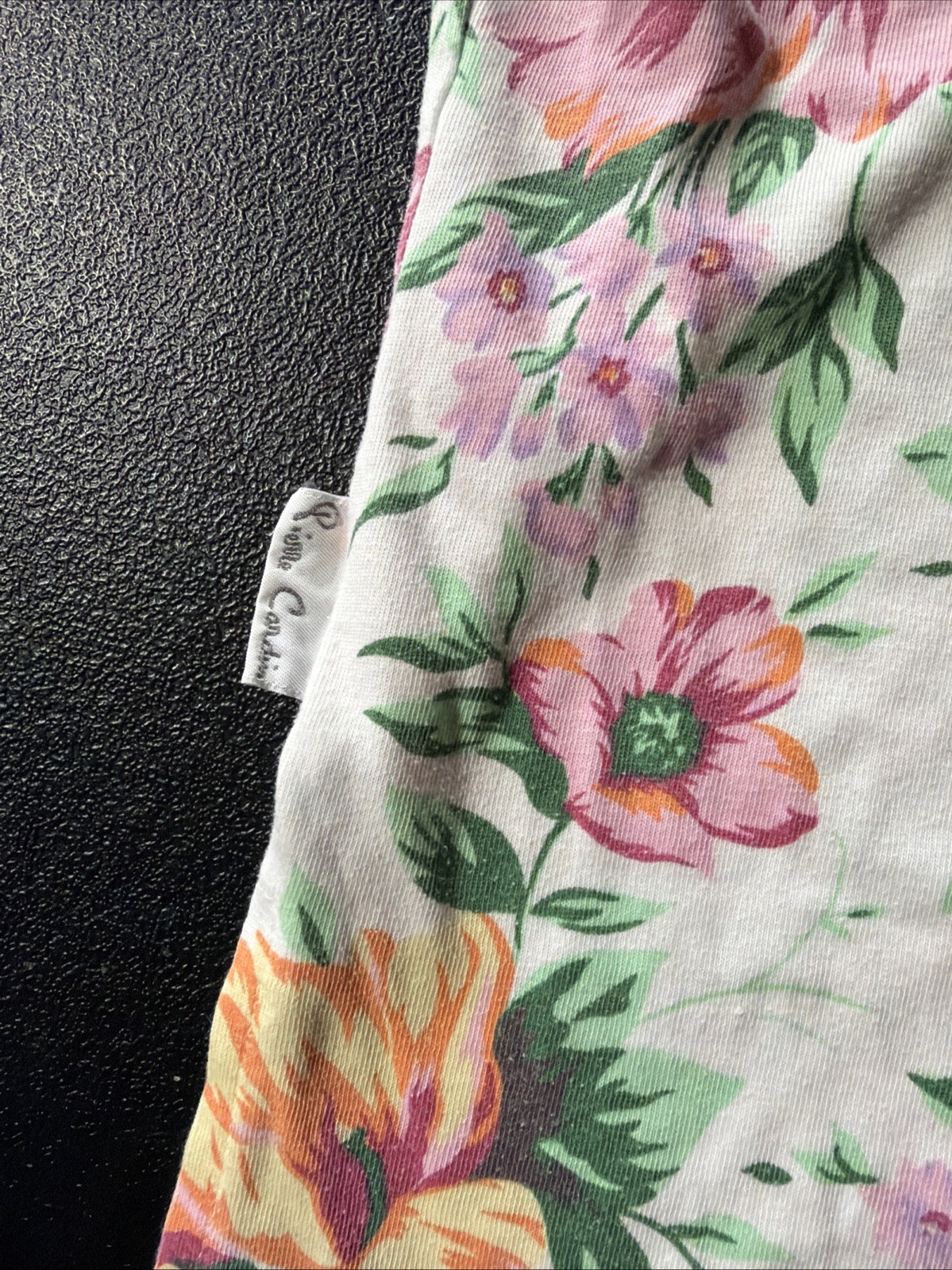 Pierre Cardin Top Ladies M Pink Orange Flower Print Shoulder Pads Vintage White