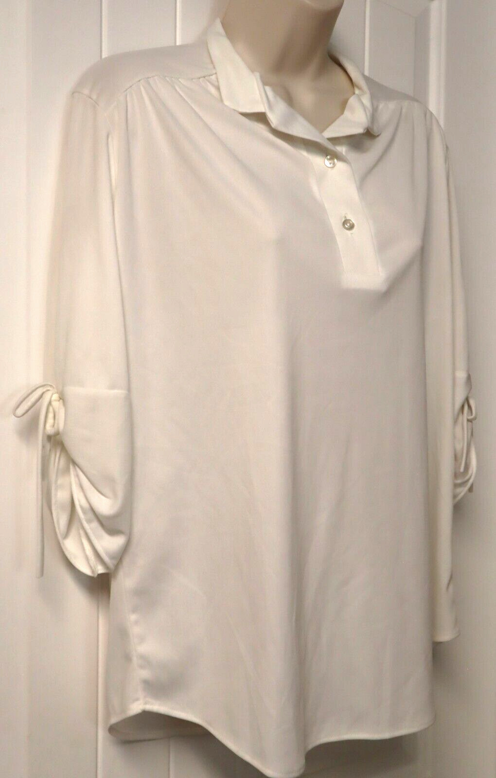 Vintage 1970s womens 1/2 sleeve white polyester blouse size 18 (check measuremen