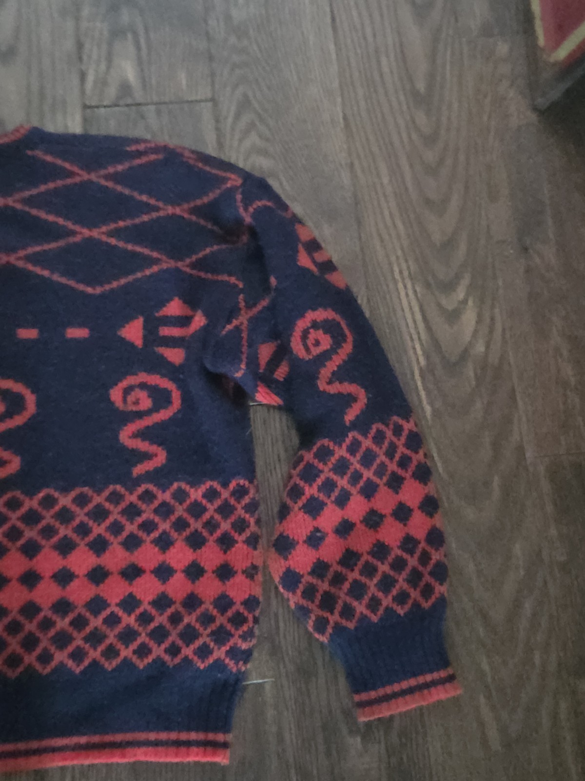 Vintage Rafael Southwestern Sweater Red Black Geometric V Neck Pullover Sz L