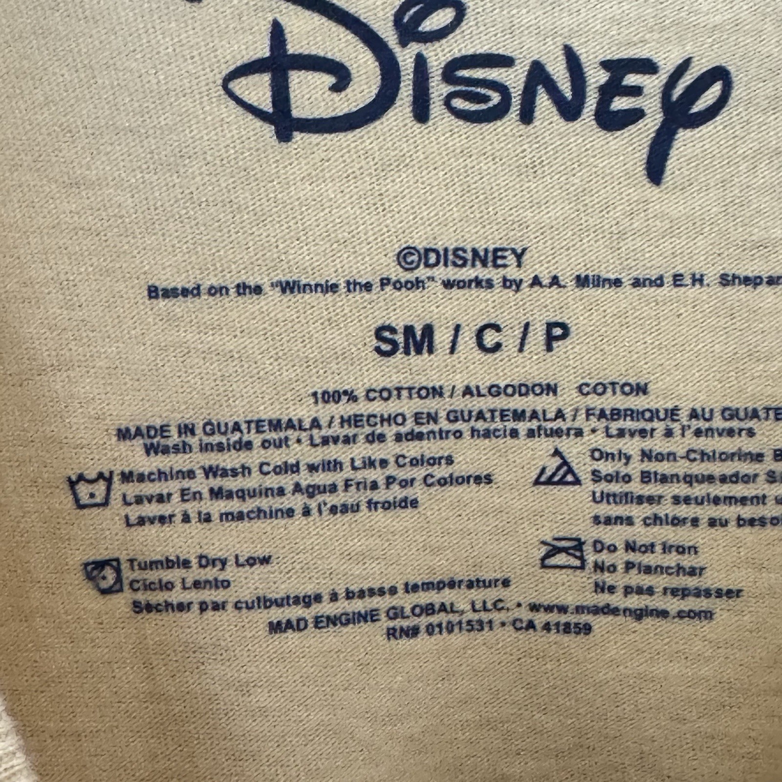 Disney Winnie The Pooh Honey Gold Pooh And Piglet Small Short Sleeve Shirt