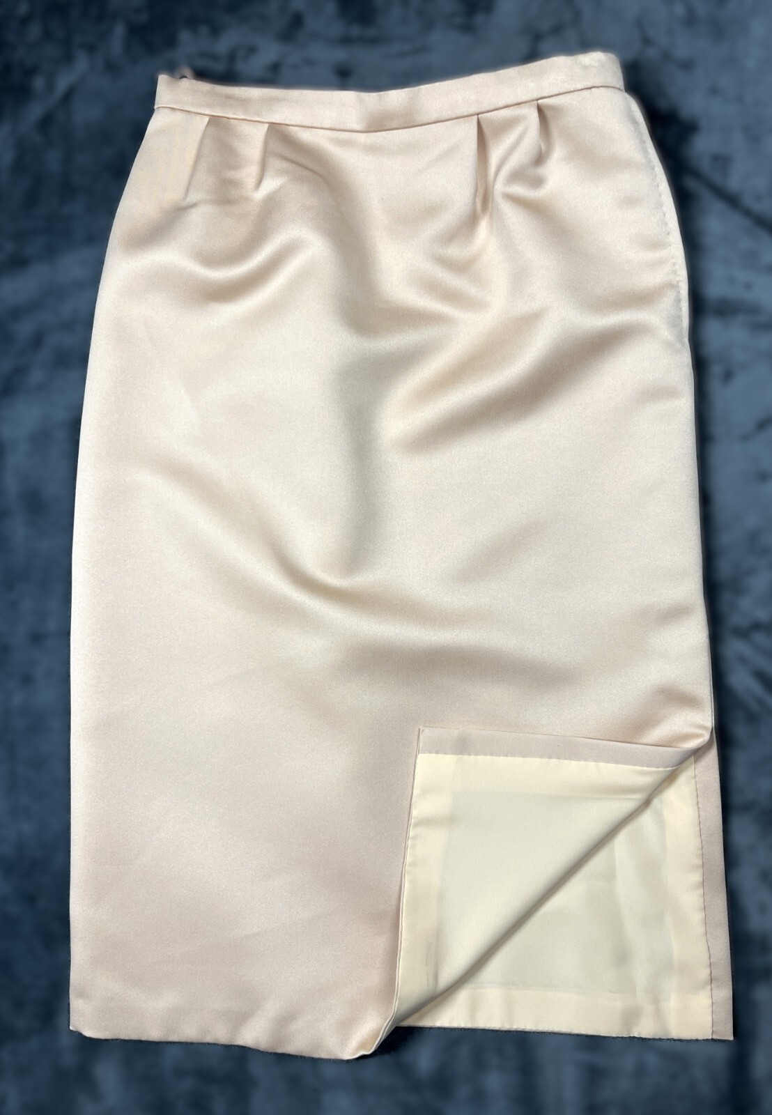 VTG Werle Beverly Hills Custom Tailored Lined Satin Skirt Peach SEE MEASUREMENTS