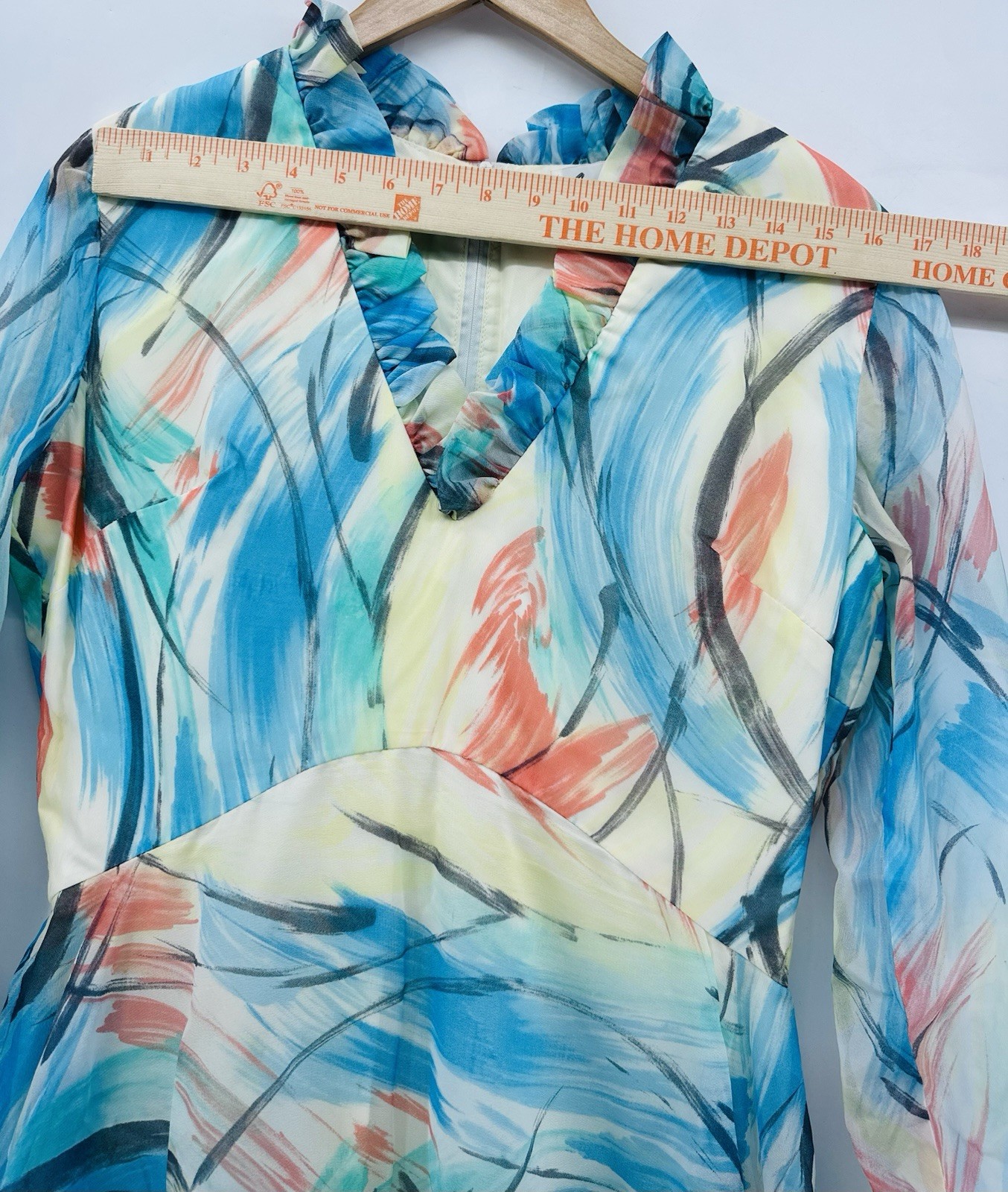 VTG 70s Watercolor Maxi Dress Sheer Romantic M/L Boho Ethereal Whimsical MM10