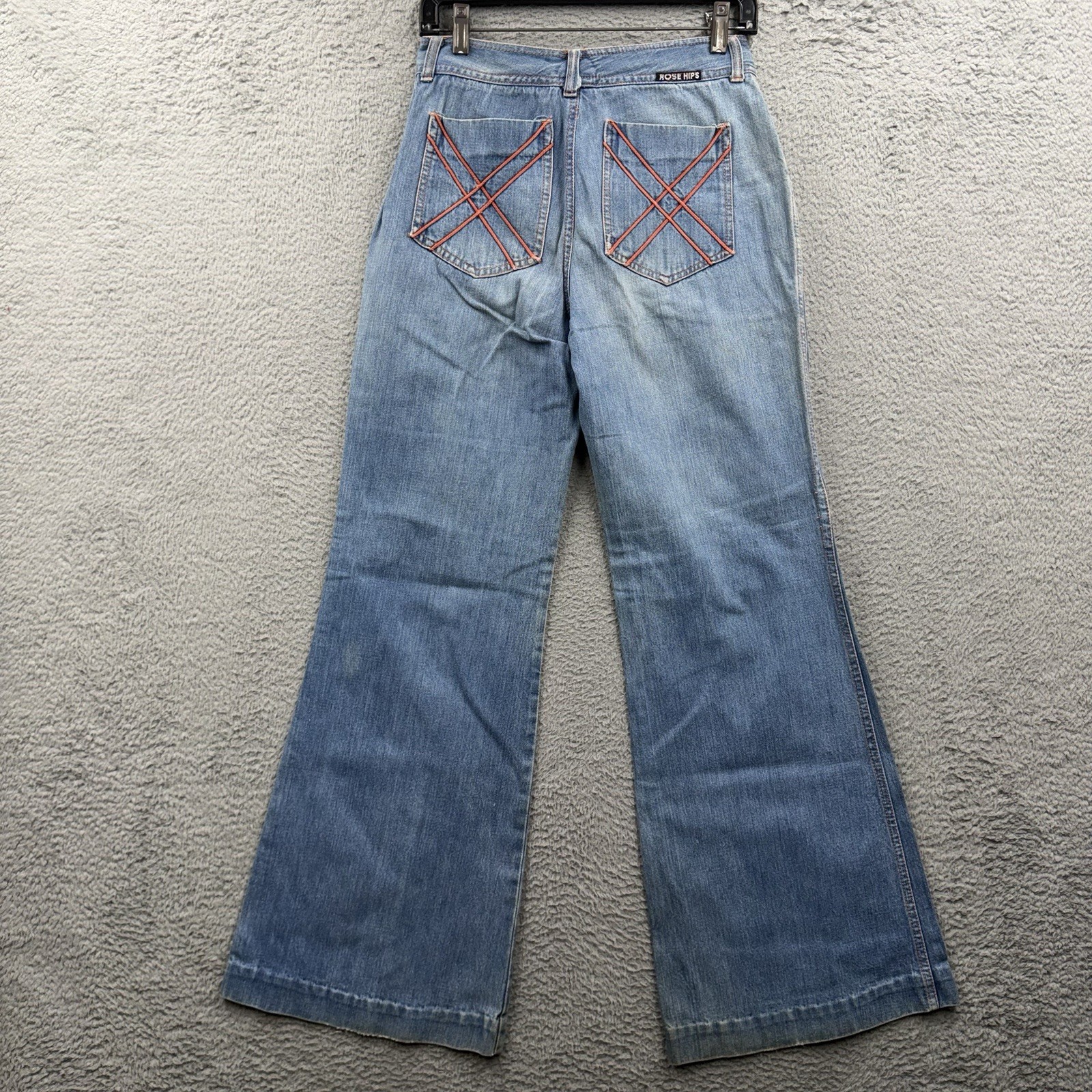 Vintage Rose Hips Bell Bottoms Hippie Woodstock Wide Leg Boho Denim 26×32