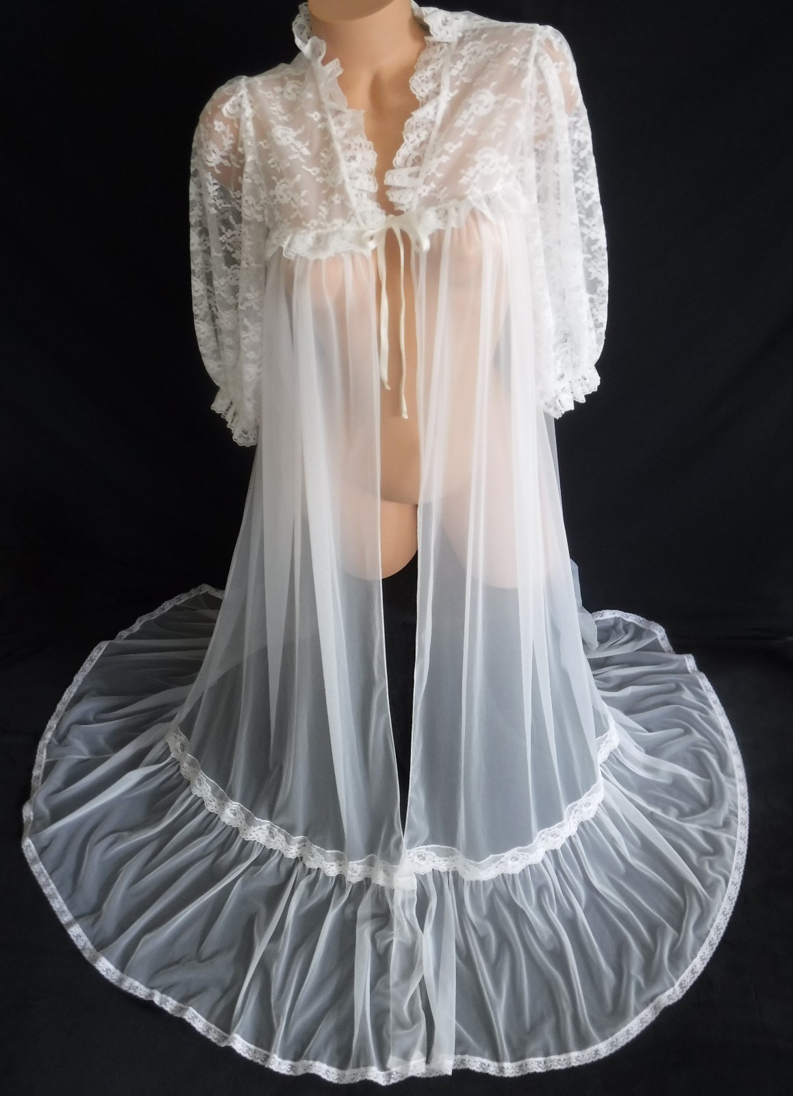 Stunning! NWT VTG 60s JENELLE of CALIFORNIA Chiffon & Lace Peignoir Set S/M Rare
