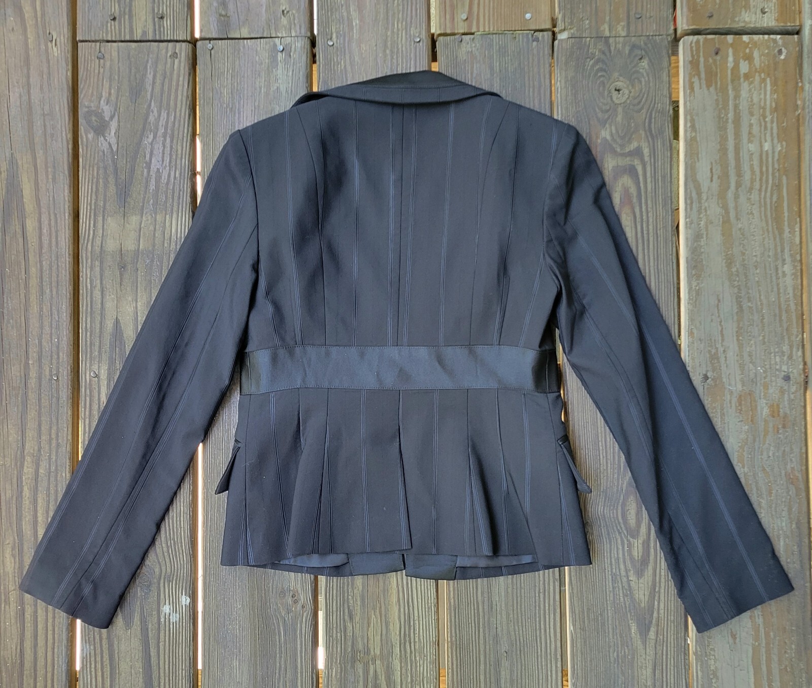 Nanette Lepore vintage 90s 00s pant suit black satin stripe brooch low rise 0