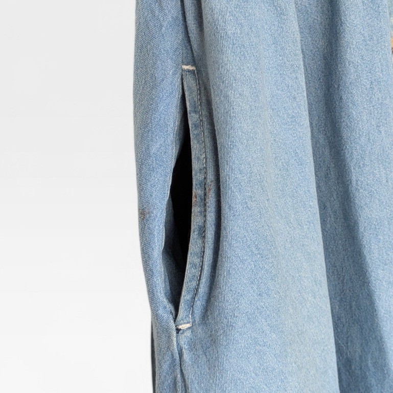 VTG FADS Denim Shirt Dress Womens S Button Front Cotton Midi Casual