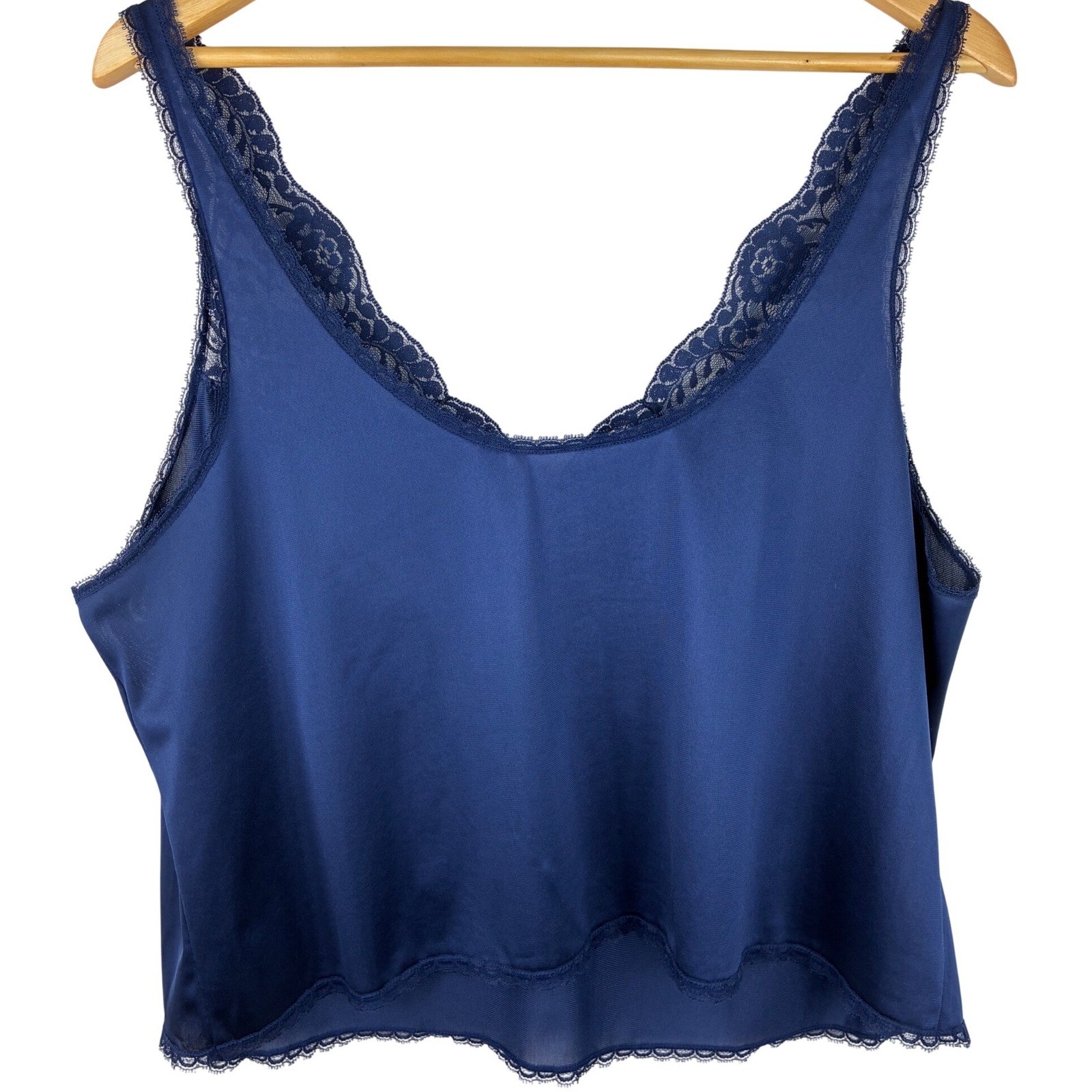 Vintage Body Lites JCPenney Navy Lace Camisole Fairy Coquette Size 42 XL