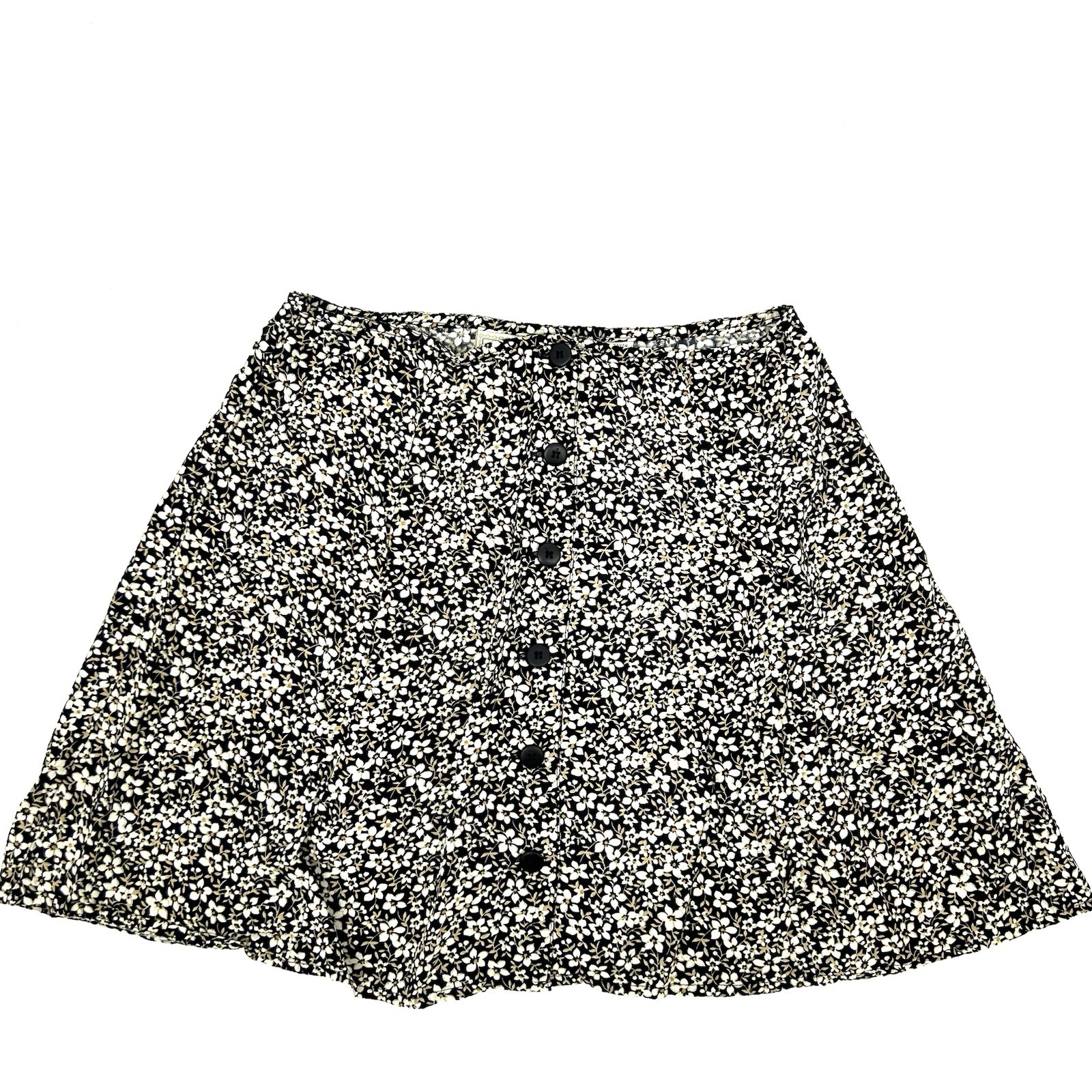 Vintage 90s Express 9/10 Mini Skater Skirt Button Up Floral Grunge