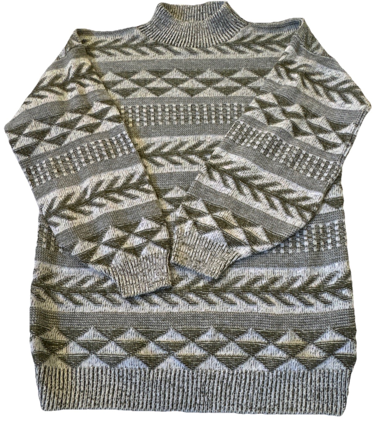 VTG Grandma Cottagecore Sweater Aztec Bears Crossing USA Made 90’s/80’s Retro