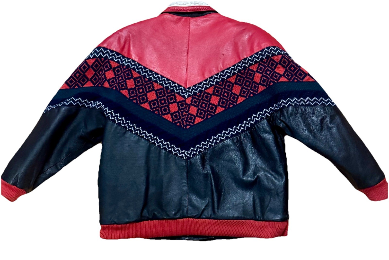 Vintage 90s IZZI Leather Lined Jacket Mixed Pattern/Color Sz. M