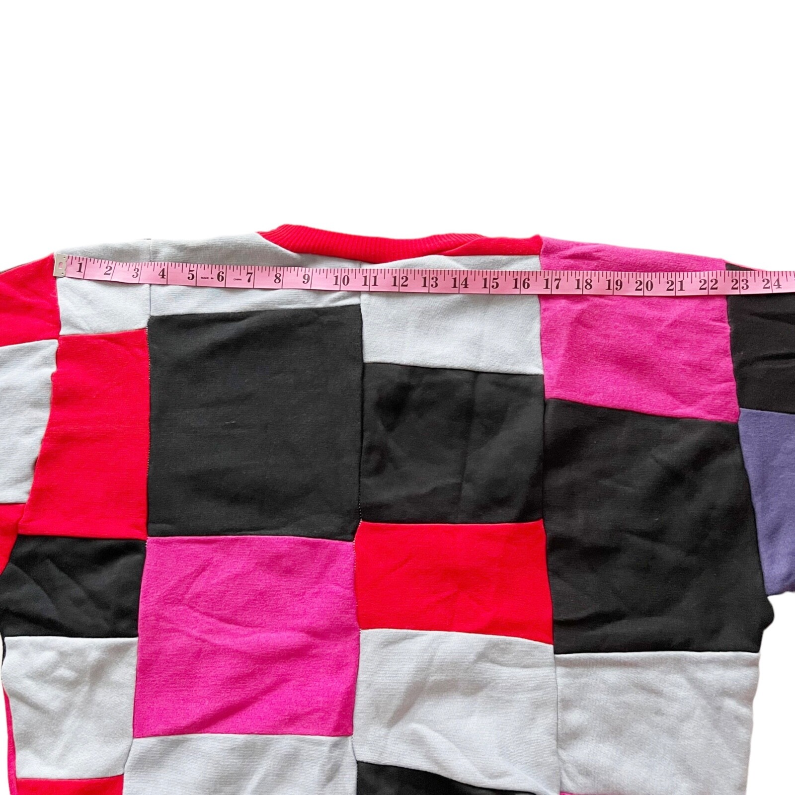Blowout LA Vtg 90s Patchwork Colorblock Sweatshirt Pink Red Black Grey Unisex