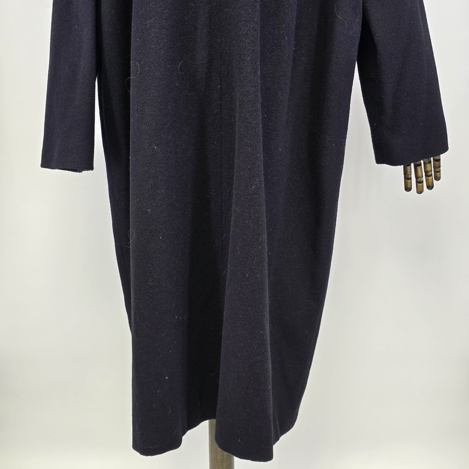 Perlette Black P-Coat Wool Blend Double Breasted Long Coat USA Made Vtg