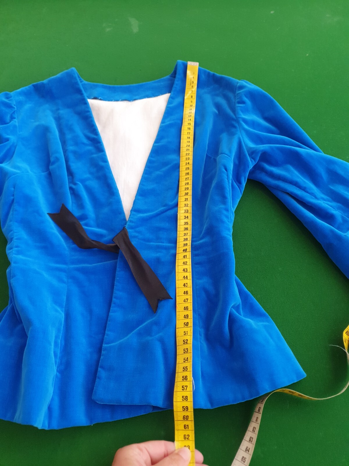 VINTAGE Velvet Jacket XS-S Royal Blue Medieval Costume Dirndl Traditional / 50s