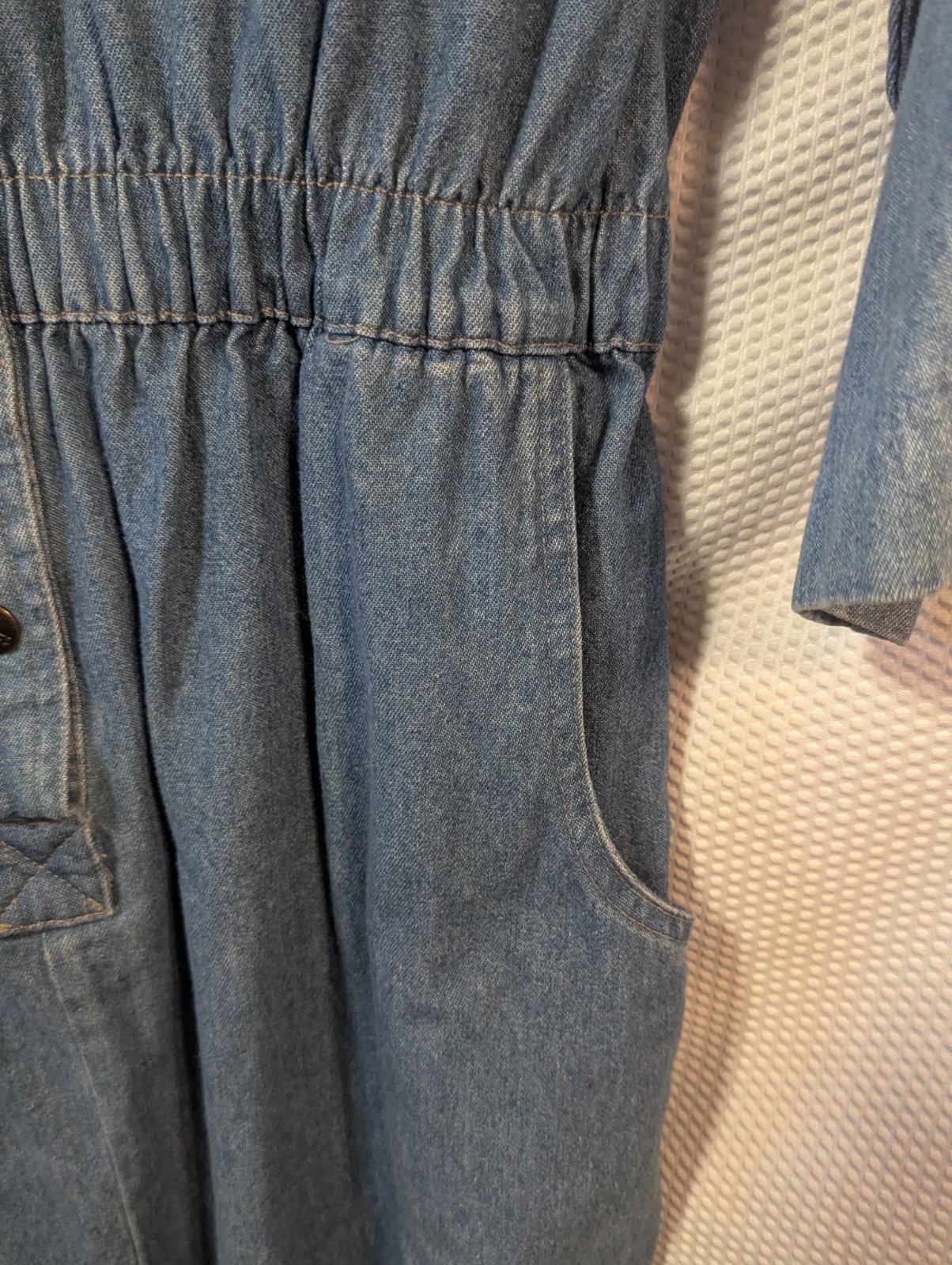 Vintage Ideas Bling Embellished Denim Dress Button Up Pockets 80s 90s Size XL