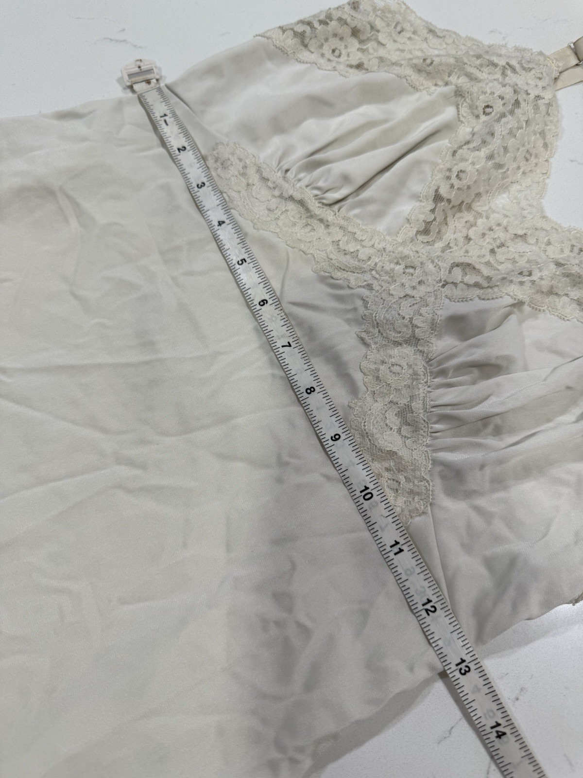 Vintage Shadowline White Lace Slip Dress 32 Short Coquette Adjustable Size XS/S